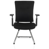 Black cantilever chair CAPTIVO PRO V with armrests and fabric upholstery by hjh OFFICE – 360-degree view (front view 0°)