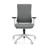 Grey Professional Office Chair COMFIO WP with armrests and a white five-caster base by hjh OFFICE – 360-degree view (front view 0°)