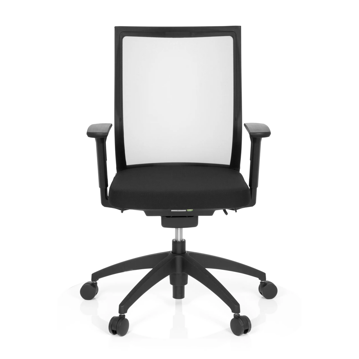 Black Professional Office Chair ASPEN with mesh back and five-caster base by hjh OFFICE – 360-degree view (front view 0°)