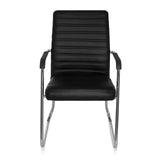 Black guest chair STEEL V with horizontal stitching and sled base by hjh OFFICE – 360-degree view (front view 0°)