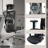 Height-adjustable armrest and mesh backrest of the M18-M148 Professional Office Chair in black by Sihoo (AI-generated image)