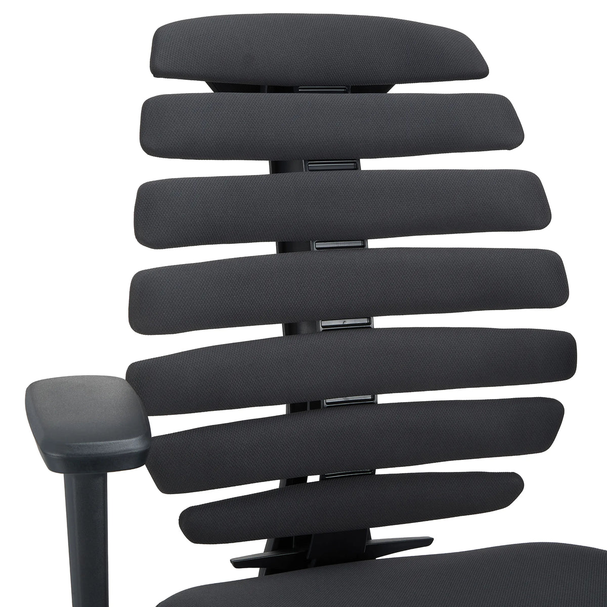 Backrest with segmented padding of a ERGO LINE II Professional Office Chair in black by hjh OFFICE
