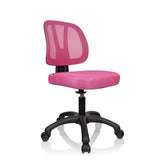 Pink Swivel Chair – Children KID YU 200 with mesh back and black five-caster base by hjh OFFICE – 360-degree view (front three-quarter view 45°)