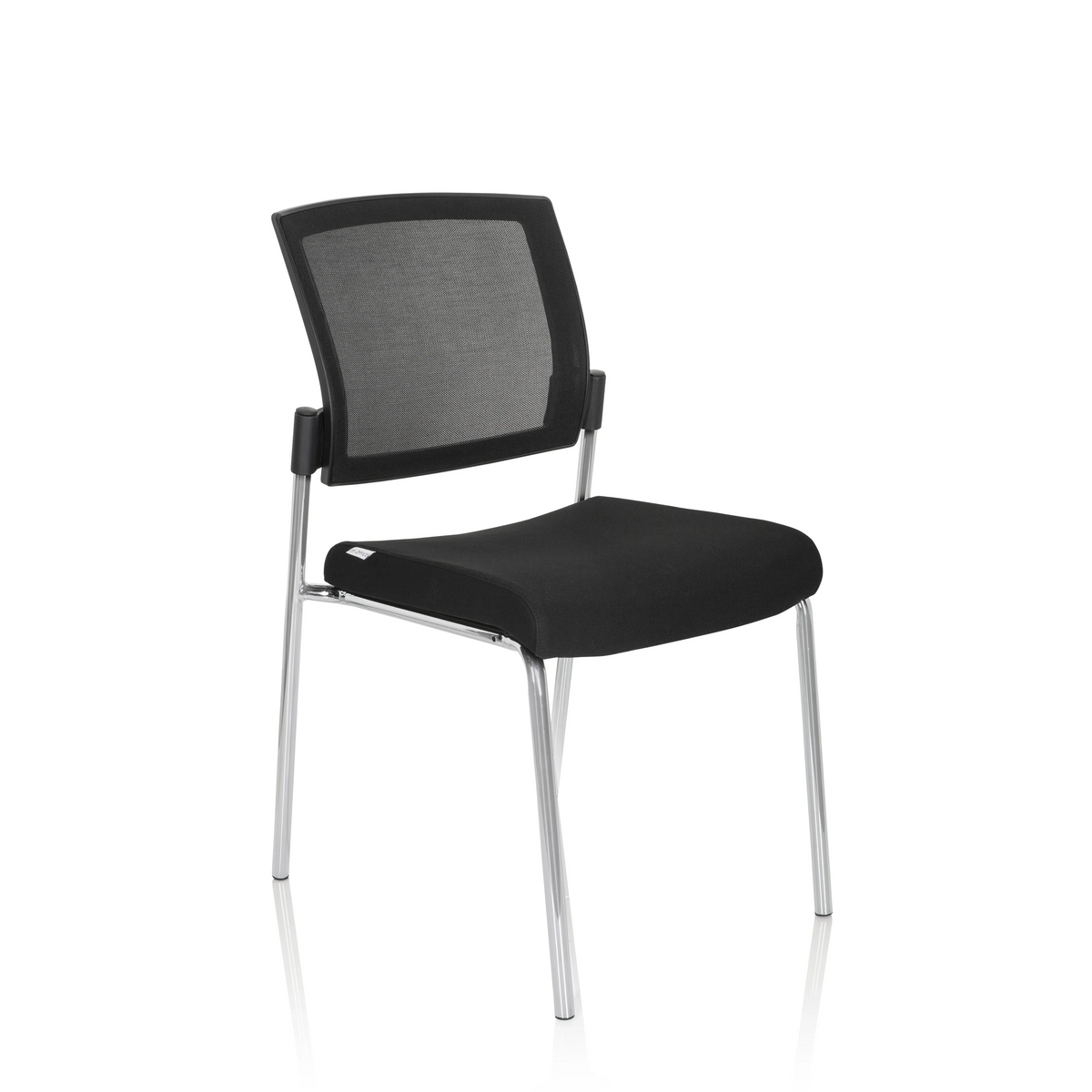 Black four-legged chair K9 V with mesh back and metal frame by hjh OFFICE – 360-degree view (front three-quarter view 40°)