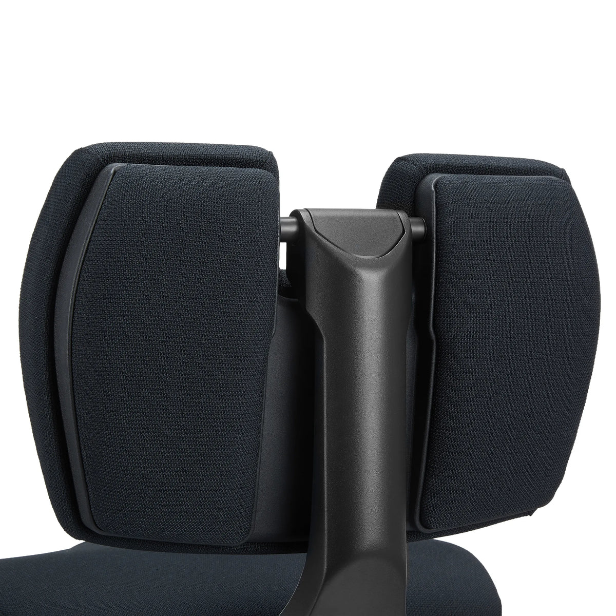 Padded backrest of the EvoShift kneeling chair in black with a black frame by hjh OFFICE