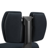 Padded backrest of the EvoShift kneeling chair in black with a black frame by hjh OFFICE