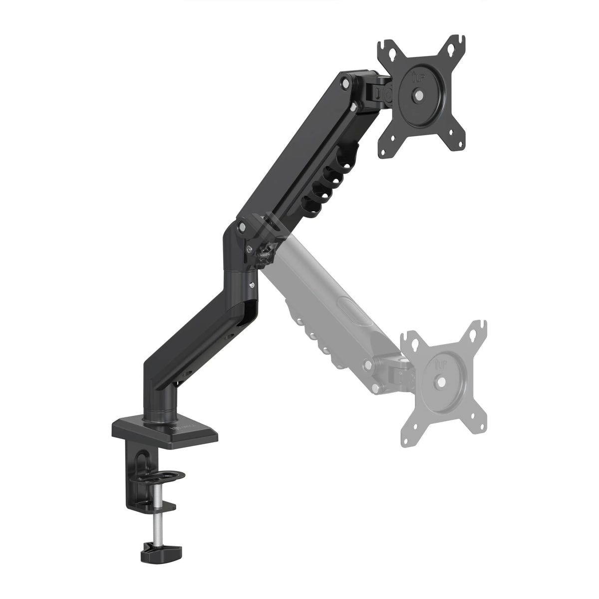 Black Monitor Mount Ergomount GF1 with two adjustable arms and desk mount by hjh OFFICE