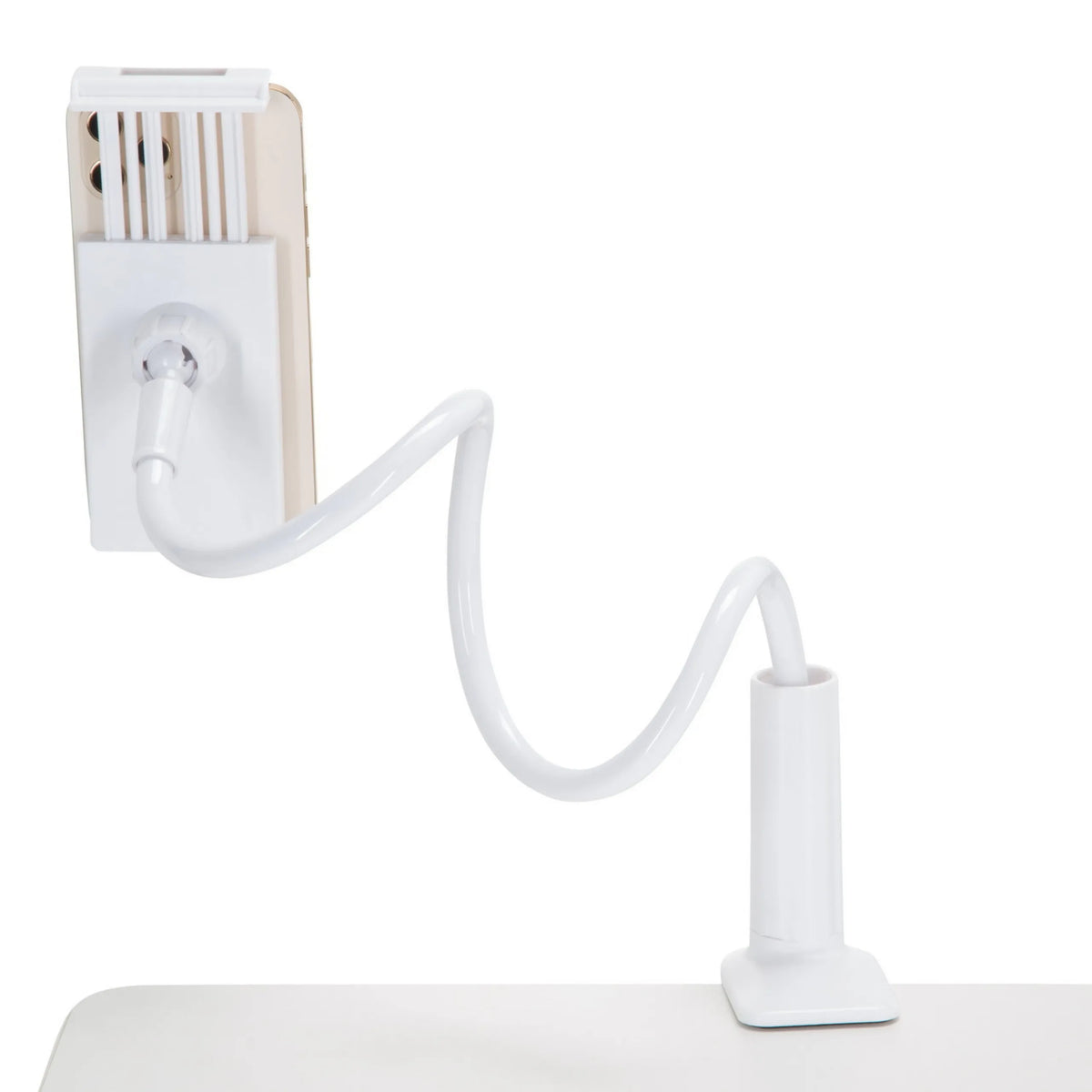 Flexible gooseneck arm of the FLEXMOBI I mobile phone & tablet holder in white by hjh OFFICE