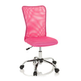 Pink Swivel Chair – Children KIDDY NET I with mesh back and five-caster base by hjh OFFICE – 360-degree view (front view 20°)