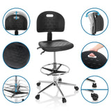 Features of the TOP WORK 23 I counter chair with adjustable backrest and footring in black by hjh OFFICE
