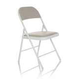 Grey Folding chair TUDELA W with faux leather padding and white frame by hjh OFFICE – 360-degree view (front three-quarter view 45°)