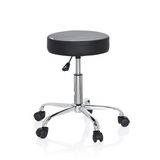 Black Swivel stool OPERATOR II with gas spring and five-caster base by hjh OFFICE – 360-degree view (front three-quarter view 60°)