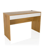 Office Desk BERGA in oak and white with two drawers and cable outlet by hjh LIVING – 360-degree view (front three-quarter view 30°)