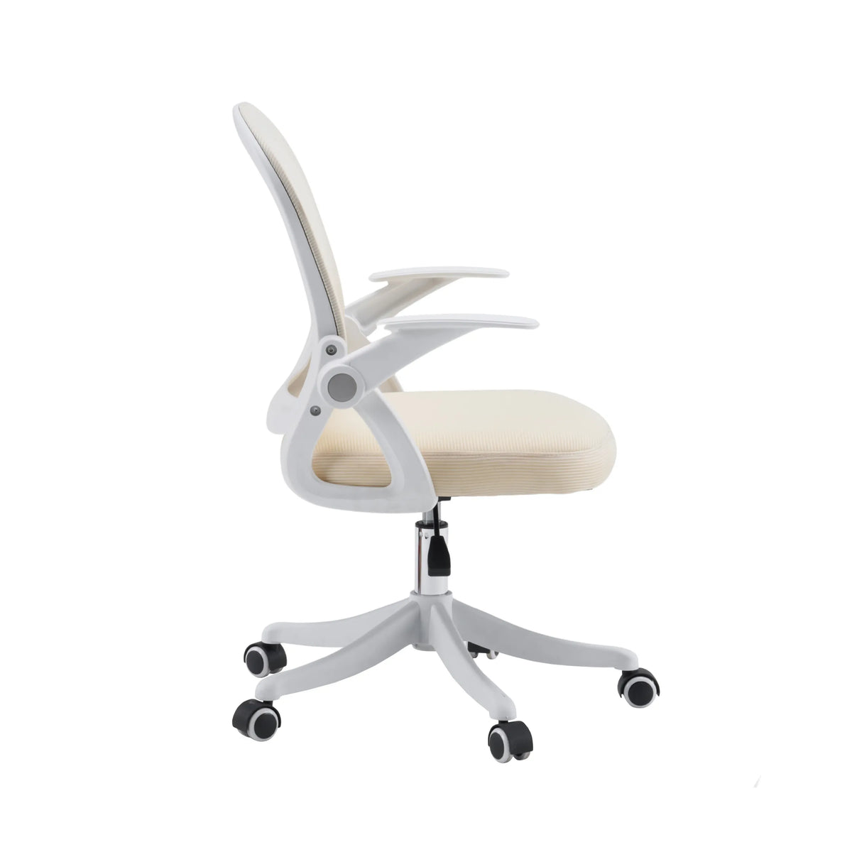 Beige Home Office Chair Naluro with mesh backrest and white armrests by hjh OFFICE
