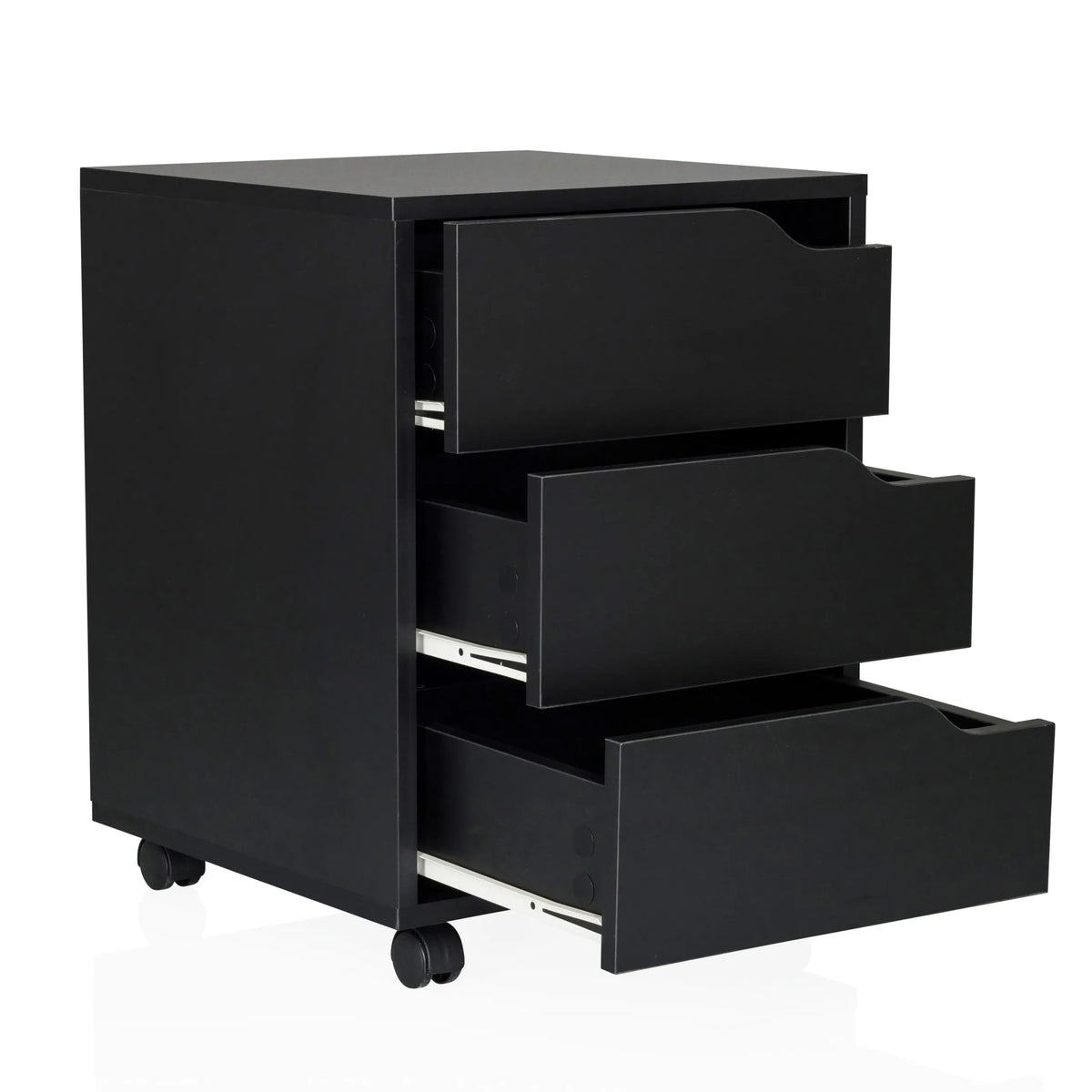 Black Mobile Drawer Unit ORGANISER I with three open drawers on castors by hjh OFFICE