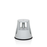 Light grey Step stool TIO-M I with round step surface and black floor ring by hjh OFFICE – 360-degree view (front view 0°)