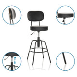 Black DISC HIGH bar stool with backrest, gas lift height adjustment and circular footrest by hjh OFFICE