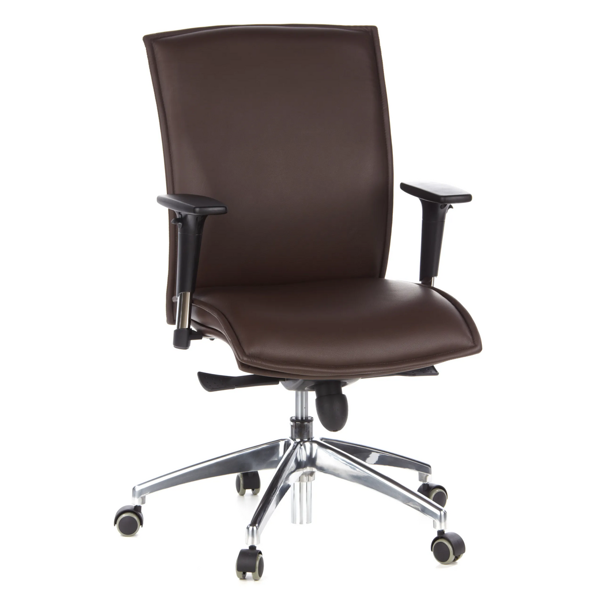 Dark brown Luxury Executive Chair MURANO 10 with armrests and five-caster base by hjh OFFICE – 360-degree view (front view 20°)