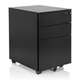 Black metal Mobile Drawer Unit COLOR OS I with three drawers and castors by hjh OFFICE – 360-degree view (front three-quarter view 40°)
