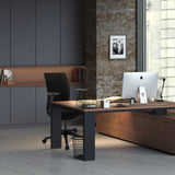 Professional Office Chair SENATOR in black at a desk in a modernly furnished office by hjh OFFICE