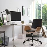 Black Home Office Chair CENCA II with wooden armrests and castors by hjh LIVING