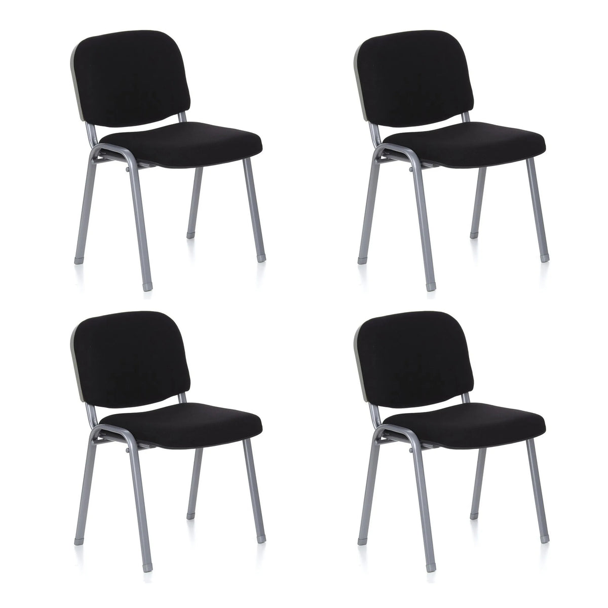 Set of four XT 600 S four-legged chairs in black with silver-coloured frame by hjh OFFICE
