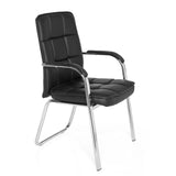Black guest chair BORNE with quilted upholstery and sled base by hjh OFFICE – 360-degree view (front three-quarter view 60°)
