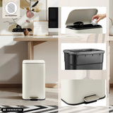 Beige Clean 1 wastepaper bin with pedal, inner bucket and open lid by hjh OFFICE (AI-generated image)