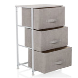 Grey chest of drawers FOLDRESS M with three fabric drawers and white metal frame by hjh LIVING