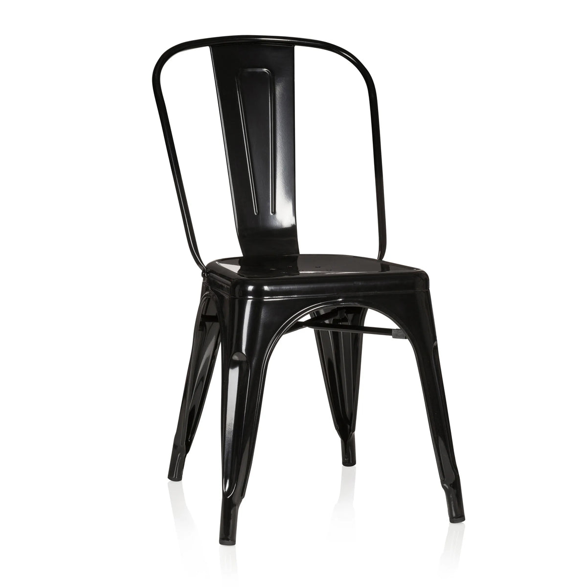 Black Bistro chair VANTAGGIO COMFORT with metal frame and high backrest by hjh OFFICE – 360-degree view (front view 20°)