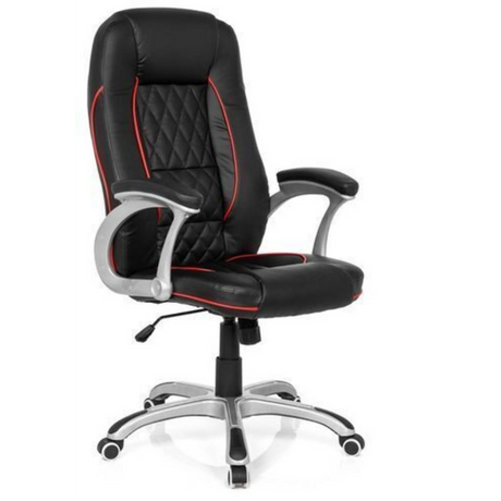 Gamingstuhl RELAX AB100 in Schwarz mit roten Zierstreifen und Steppmuster von MyBuero