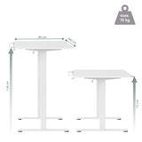 Dimensional drawing of the Electronic height-adjustable desk Worktime with a height of 72 to 118 cm by hjh OFFICE
