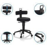 Black Swivel stool TOP WORK FLEX with height-adjustable seat, backrest and castors by hjh OFFICE