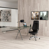 Professional Executive Chair VELVET in black with a high backrest and castors by hjh OFFICE