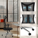 Professional Office Chair KAMIAK in black with mesh back, lumbar support and polished base with castors by hjh OFFICE