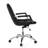 Black Home Office Chair SARANTO with fabric upholstery and five-caster base by hjh OFFICE – 360-degree view (side profile 100°)