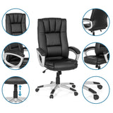 Black Home Office Chair RELAX CL150 with detailed views of the backrest, armrests and gas spring by MyBuero