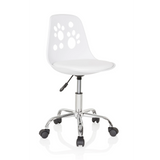 White Swivel Chair – Children FANCY I with paw print design and five-caster base by hjh OFFICE – 360-degree view (front three-quarter view 40°)