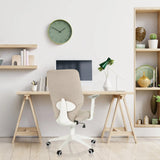 Beige Home Office Chair COSIO II with white armrests and caster base by hjh OFFICE