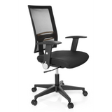Black Home Office Chair OFFICE R8 with mesh back and five-caster base by hjh OFFICE – 360-degree view (front three-quarter view 60°)