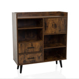 Brown Chest of drawers MYRDAL with open compartments, two drawers and black feet by hjh LIVING – 360-degree view (front view 15°)