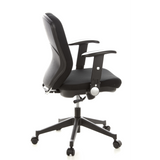 Black Professional Office Chair TRAFFIC 20 with armrests and five-caster base by hjh OFFICE – 360-degree view (side profile 100°)