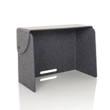 Grey table partition FLEXMIUT FOLD with two horizontal cable outlets by hjh OFFICE – 360-degree view (front three-quarter view 30°)