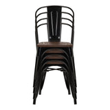 Stackable Bistro chairs VANTAGGIO COMFORT W in black with brown seats by hjh OFFICE