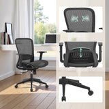 Black Professional Office ChAir Port 2 with mesh back, adjustable lumbar support and castors by MyBuero