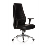 Black Professional Executive Chair VITORO with quilted backrest and five-caster base by hjh OFFICE – 360-degree view (front three-quarter view 40°)