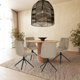 Four beige TARVISO I upholstered chairs with black star bases at a round wooden table by hjh LIVING