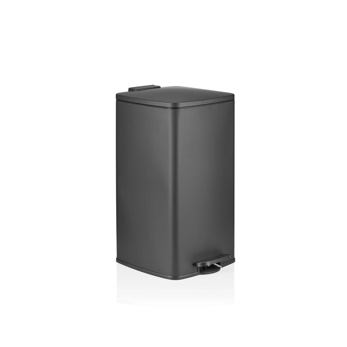 Black wastepaper Clean Step 4 with lid and foot pedal by hjh OFFICE – 360-degree view (front three-quarter view 45°)
