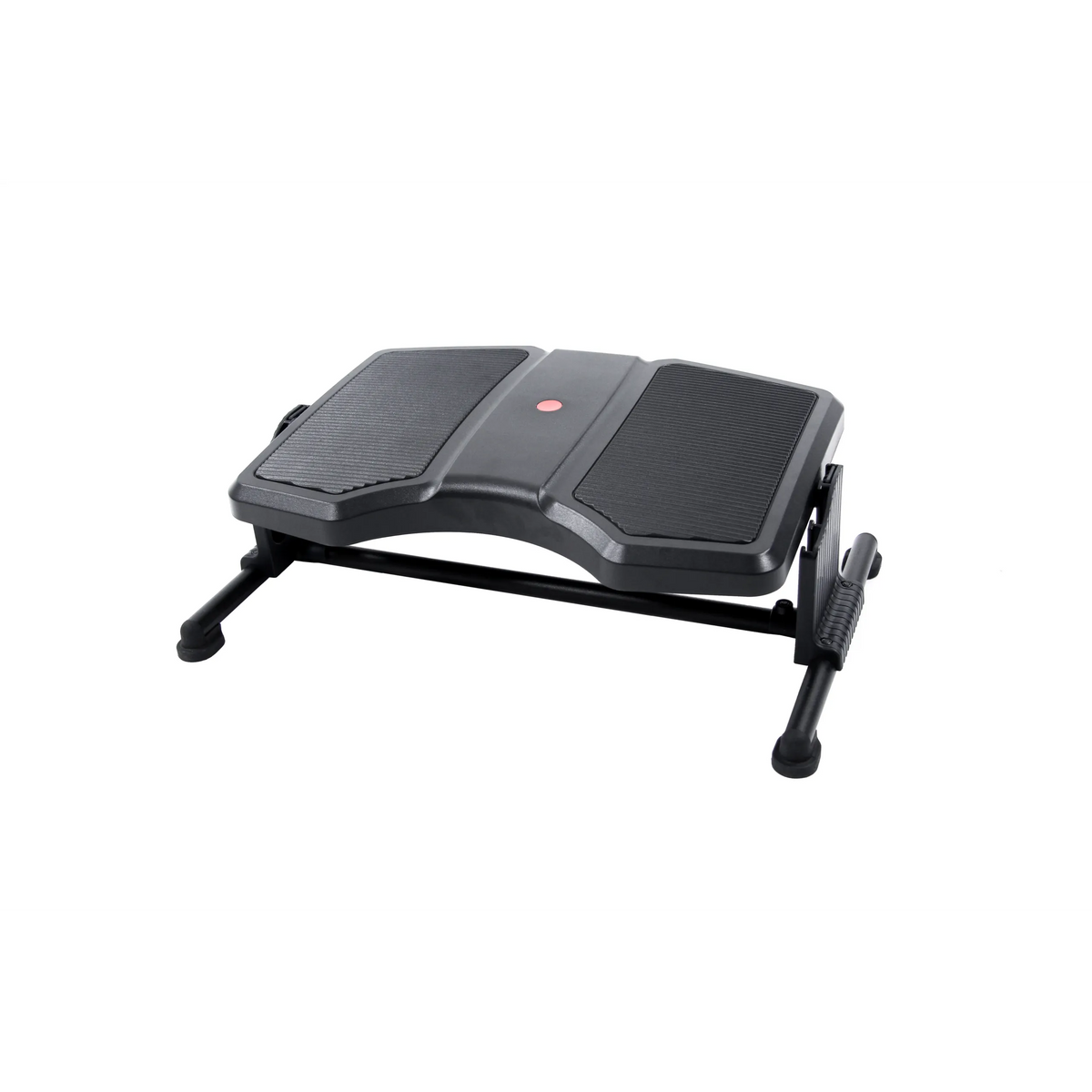 Black Footrest PODI II with ribbed surfaces and metal frame by hjh OFFICE – 360-degree view (front view 0°)