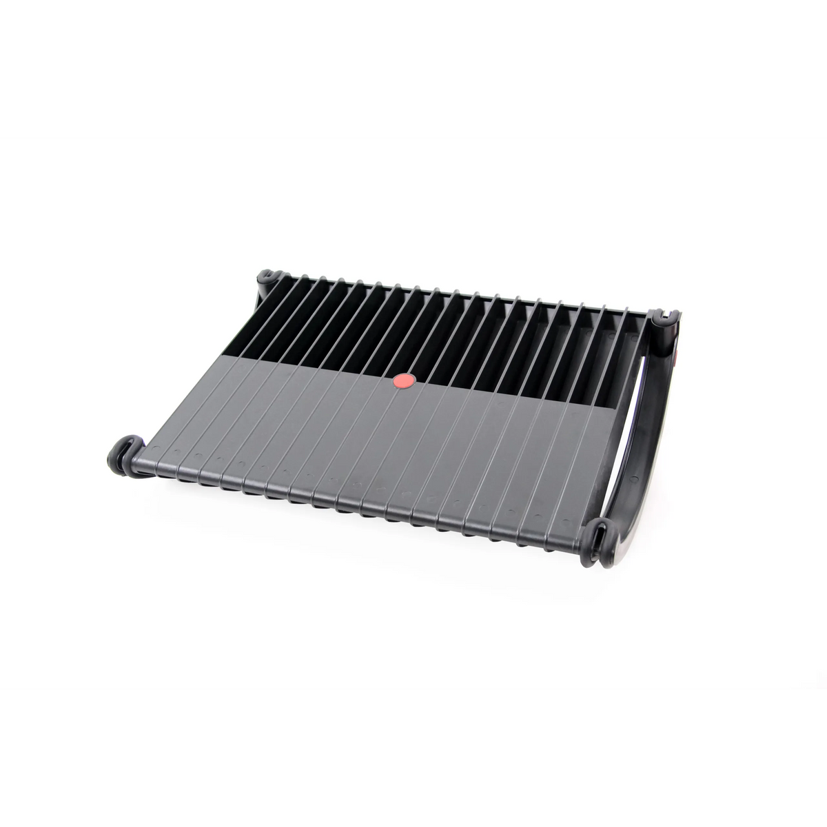 Black Footrest PODI with ribbed structure and side handles by hjh OFFICE – 360-degree view (side profile 111°)